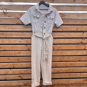 Avec Les Filles Off-White Button-Up Jumpsuit